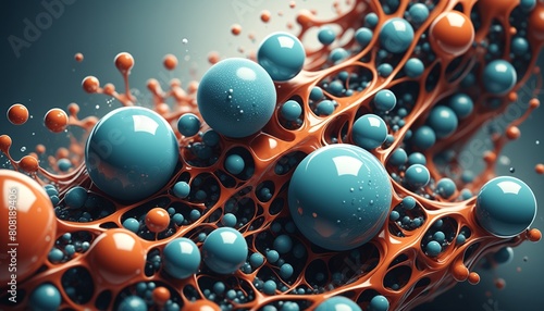 Abstract 3D Spheres Intertwined Fluid Structures Background