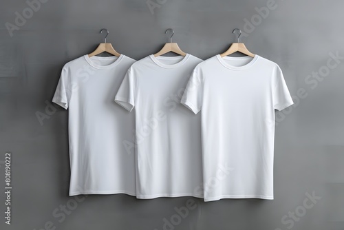 men's short-sleeve t-shirt mockup in front, and back views, design presentation for print, 3d illustration, 3d rendering
