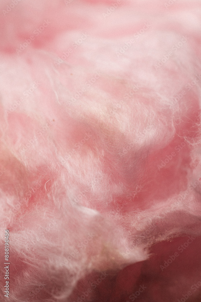 Close-Up of Fluffy Pink Cotton Candy Texture