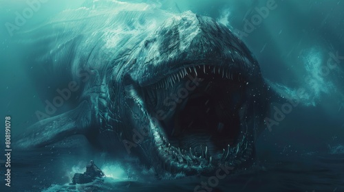 giant leviathan in the sea in a storm in high resolution and high quality. biblical concept, giant