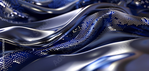 Sophisticated indigo and platinum dot wave, sleek and modern in style. photo