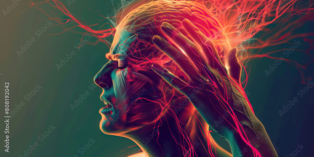 Nerve Pain Nuisance: The Sharp Shooting Pain and Tingling Sensation - Picture a person wincing in pain, with lines indicating nerve pathways, highlighting the sharp, shooting pain and tingling sensati