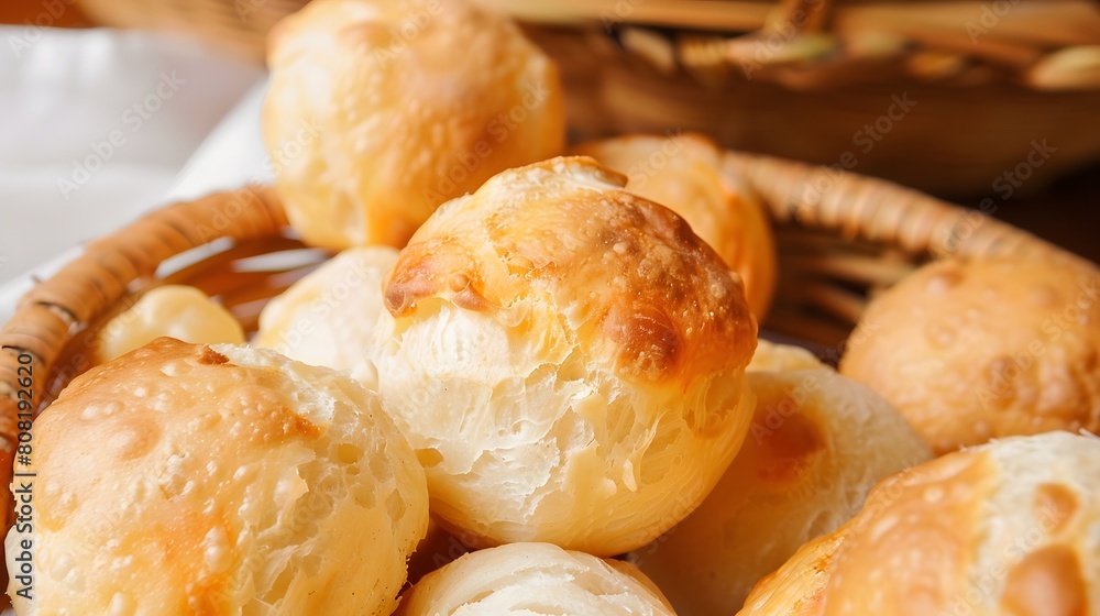pão de queijo, Features a golden brown color and a chewy texture pão de queijo, Features a golden brown color and a chewy texture