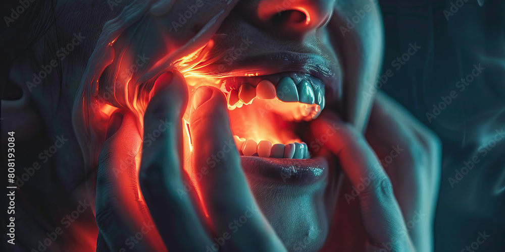 Dental Distress: The Toothache and Swollen Gums - Picture a person holding their cheek, with a visible swollen area indicating tooth or gum pain, highlighting the discomfort of dental issues.
