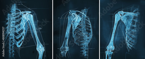 Painful shoulder joints. Shoulder anatomy. Frozen shoulder. Impingement. Medically illustration photo
