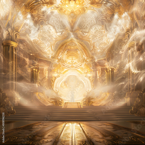 Celestial throne room , Surreal illustration , Heavenly Concept. photo