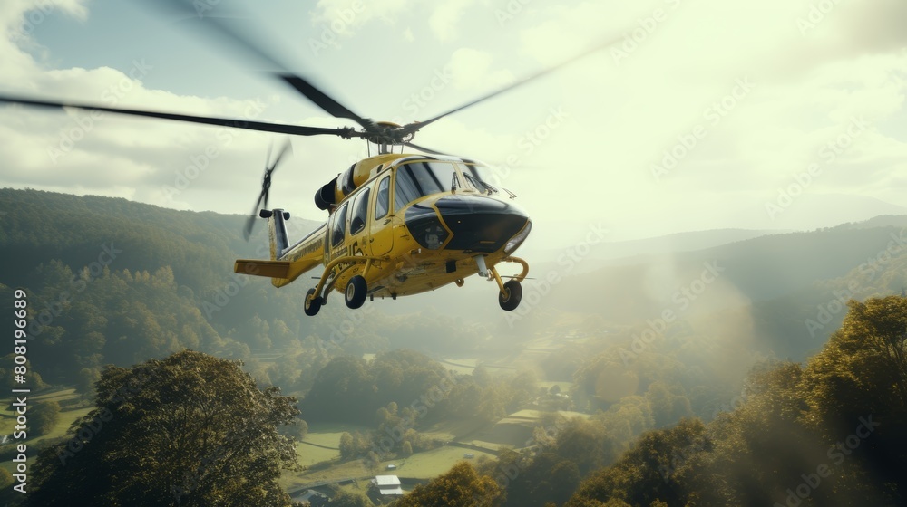 Urgent emergency response helicopter landing for vital and crucial rescue mission Urgent emergency response helicopter landing for vital and crucial rescue mission