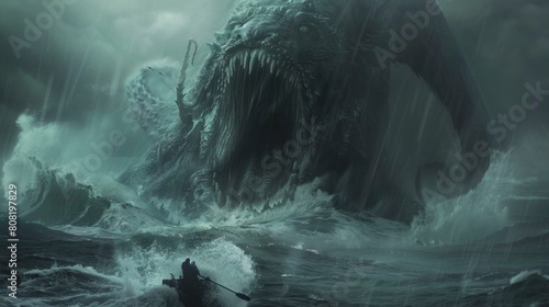giant biblical leviathan in the sea in high resolution and quality