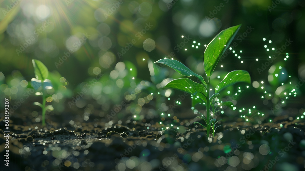 A modern agricultural field, showcasing smart farming techniques and technology integration for sustainable crop management and increased yield