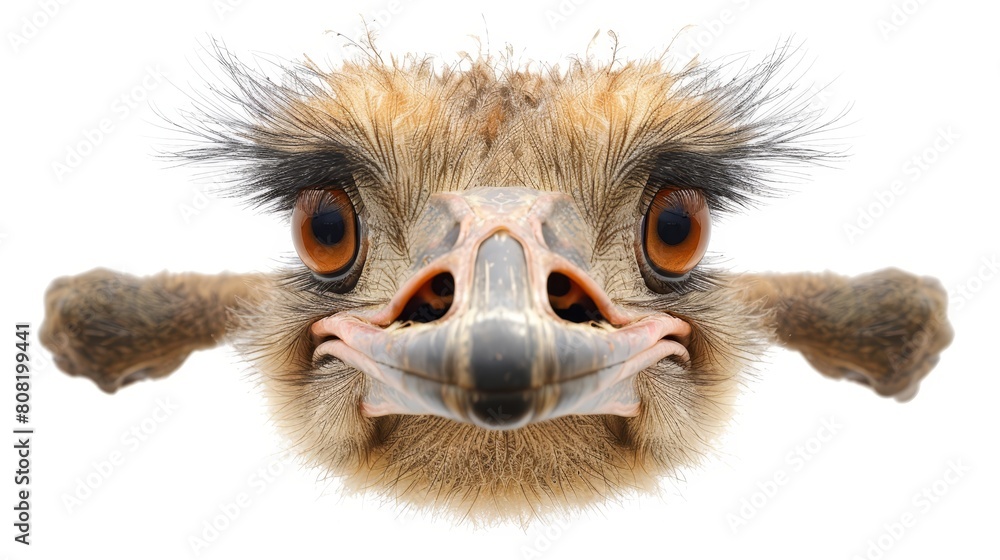  large, brown eyes; long, black beak