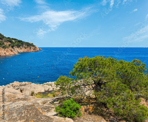 Mediterranean sea rocky coast summer view and Tamariu bay, Costa Brava, Catalonia, Spain.  © wildman