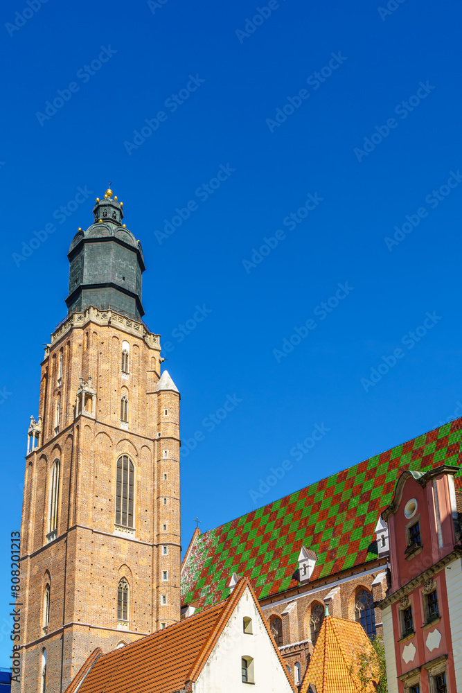 Tower of the St Elizabeth of Hungary Roman Catholic parish in Wroclaw