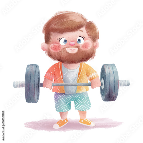 man powerlifting white background watercolor (6)