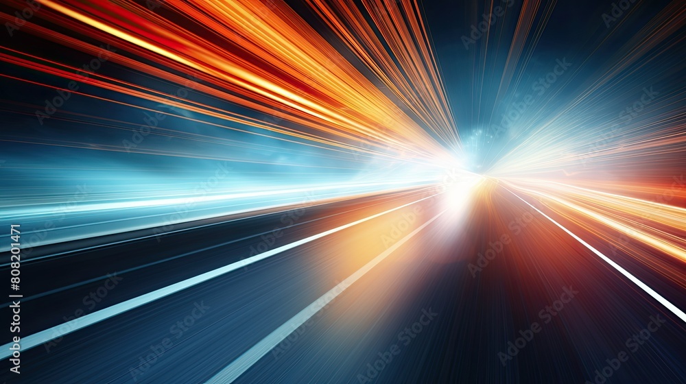 A blurred highway at night, with streaks of light from passing cars creating dynamic lines A blurred highway at night, with streaks of light from passing cars creating dynamic lines