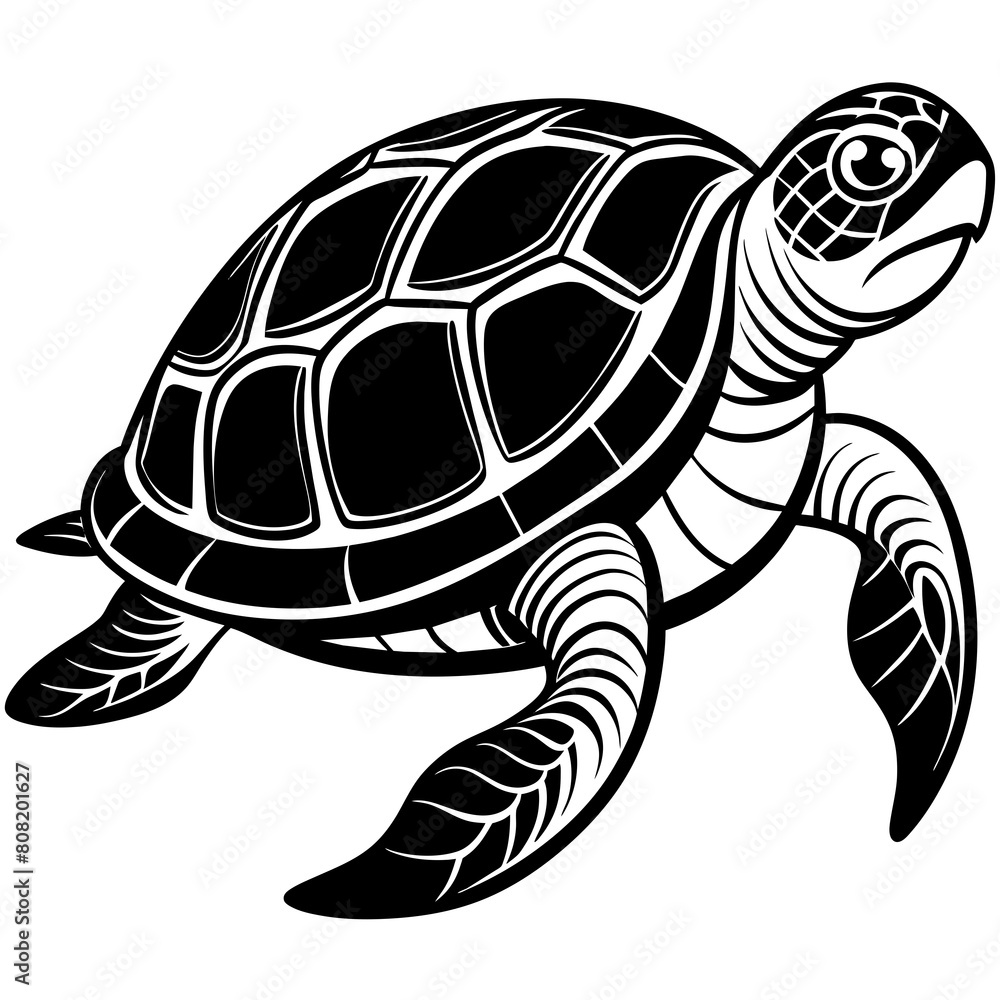 Vector black silhouette of a turtle isolated on a white background | adobe stock Vector black silhouette of a turtle isolated on a white background | adobe stock