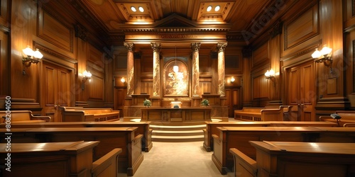 The Symbolic Representation of Justice in the Courtroom. Concept Law and Order, Judicial System, Legal Proceedings, Symbolism in Court, Justice Representation