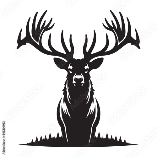 Black and White Elk Vector Silhouettes - Elk Silhouette