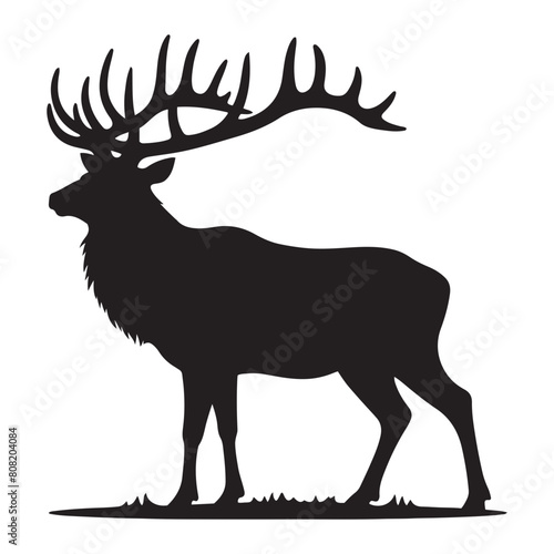 Black and White Elk Vector Silhouettes - Elk Silhouette