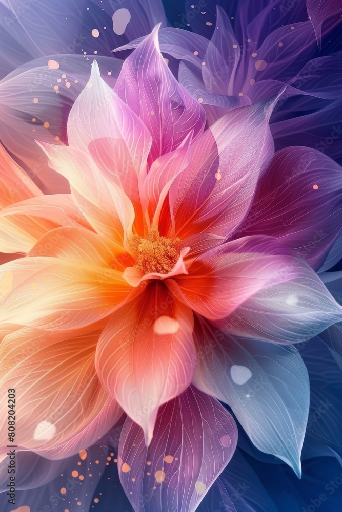 Fototapeta premium Colorful Flower on Blue Background