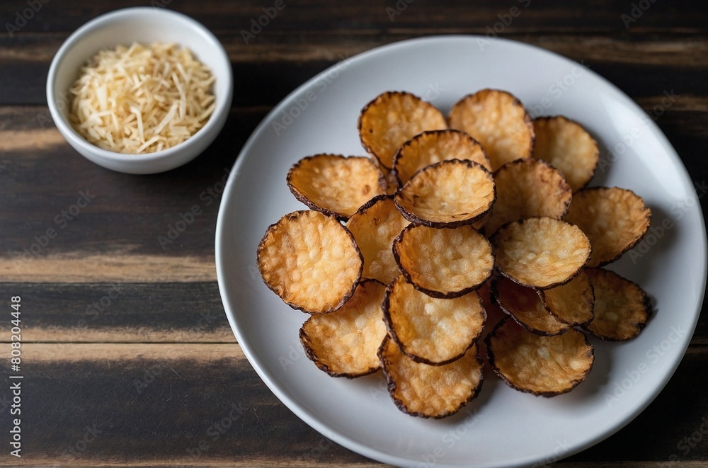 crispy taro chips arranged on a plate
