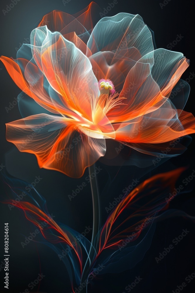 Obraz premium Orange Flower Against Black Background