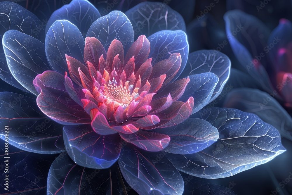 Obraz premium Close Up of a Pink and Blue Flower