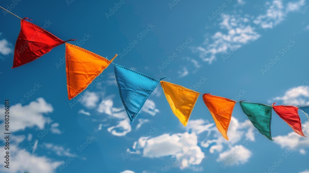 Colorful Flags Flying in the Sky