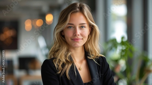 Woman With Long Blonde Hair and Blue Eyes