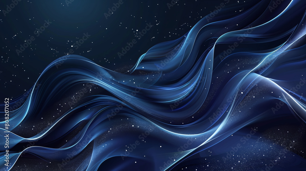 Fototapeta premium Abstract, dark blue background with waves and empty space