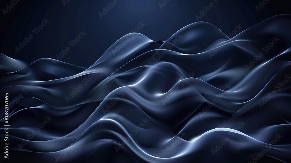 Obraz premium Abstract, dark blue background with waves and empty space