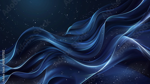 Abstract, dark blue background with waves and empty space