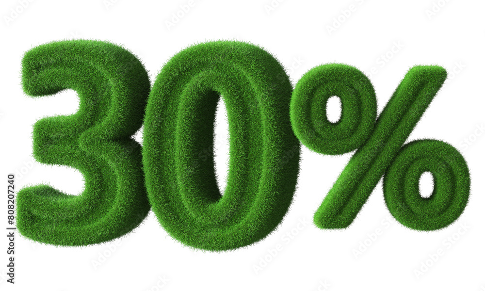 30 percent discount green grass 3d render 30 percent discount green grass 3d render