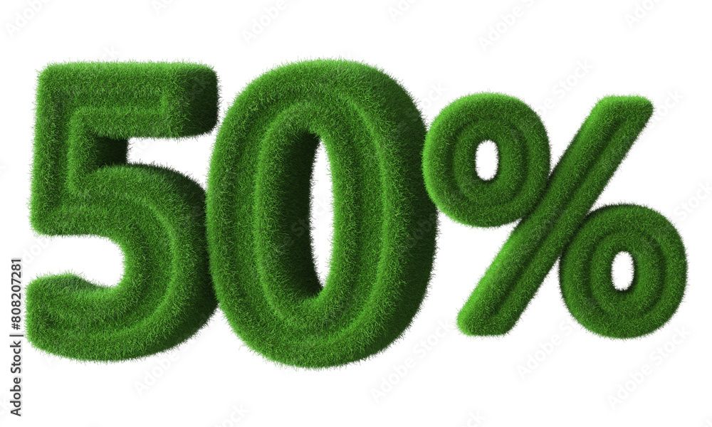 50 percent discount green grass 3d render 50 percent discount green grass 3d render