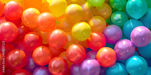 Background Filled with a Jumble of Rainbow-Colored Balloons  Vibrant Background with a Jumble of Rainbow-Colored Balloons - Ai Generated
