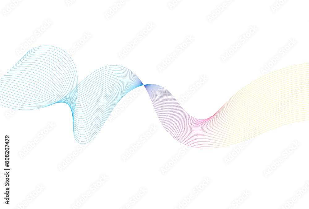 Abstract colorful wave lines on white background. Modern colorful wavy lines pattern design element. Wave lines art, Curved smooth design Abstract colorful wave lines on white background. Modern colorful wavy lines pattern design element. Wave lines art, Curved smooth design