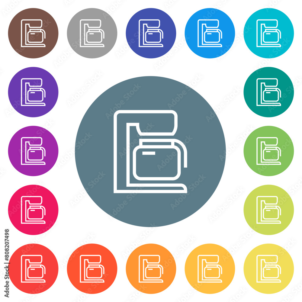 Coffeemaker outline flat white icons on round color backgrounds Coffeemaker outline flat white icons on round color backgrounds