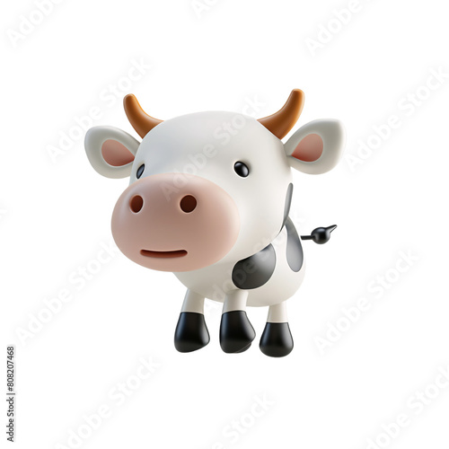 Cute Cow Cartoon 3d rendering . ai generative