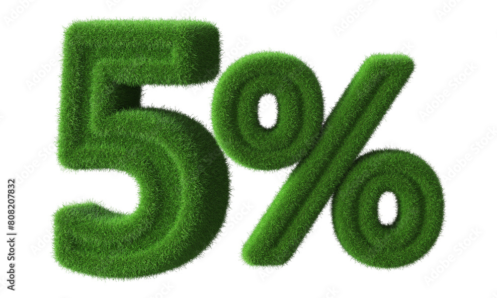 5 percent discount green grass 3d render 5 percent discount green grass 3d render