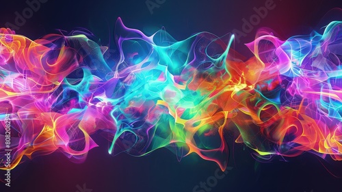 An abstract visualization  digital artwork isolated on blue background colorful waves flow 
