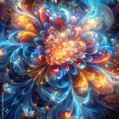Colorful Flower in Abstract Chaos