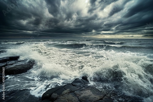 stormy sea, with dark clouds