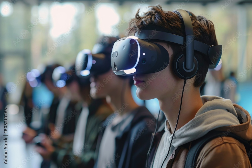 People Using Virtual Reality Technology created with Generative AI People Using Virtual Reality Technology created with Generative AI