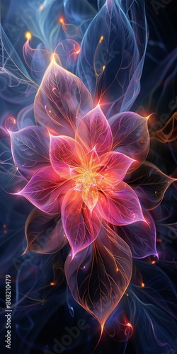 Pink Flower on Blue Background