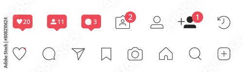 Rivne, Ukraine - April 24, 2024. Instagram app buttons. Editorial vector icon set. photo