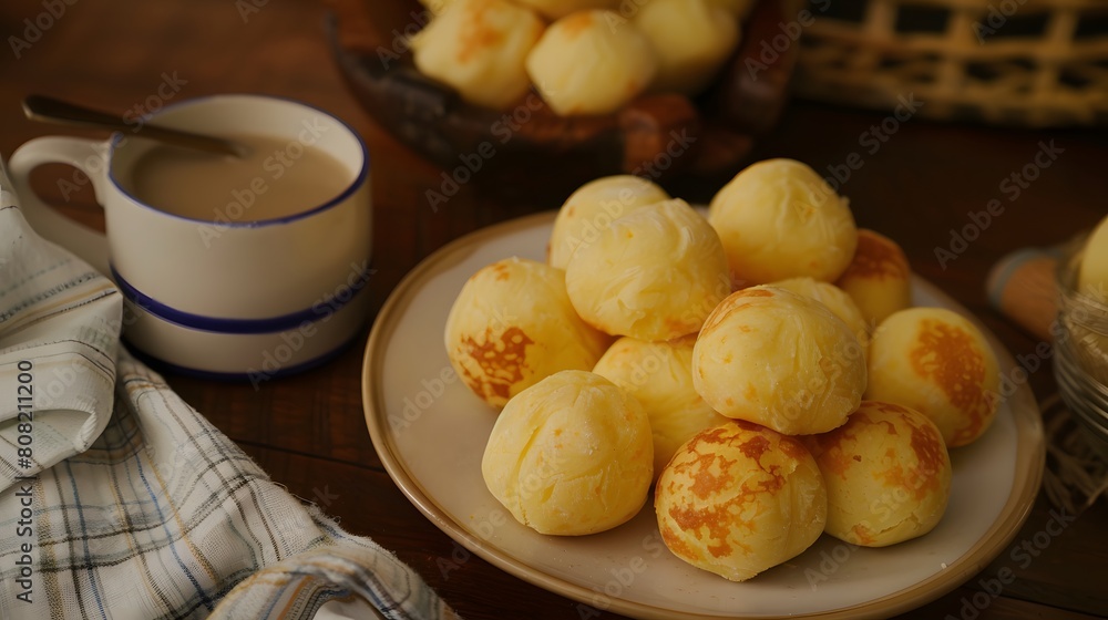 pão de queijo, Often enjoyed with a cup of coffee or as a side dish pão de queijo, Often enjoyed with a cup of coffee or as a side dish