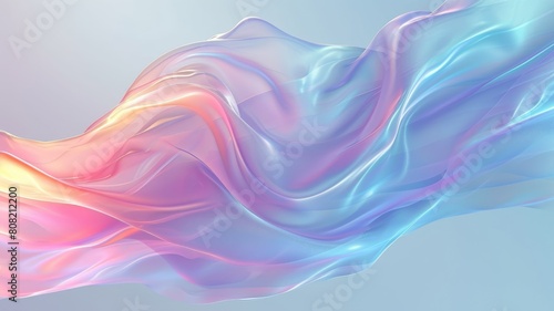 The abstract picture of the silky flexible wavy colourful and crystal clear water blue satin or fabric that waving around without breaking because of flexibility on the blank white background. AIGX01.