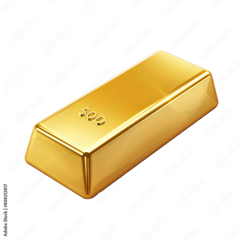Gold bar icon 3D render isolated on white, transparent background PNG Gold bar icon 3D render isolated on white, transparent background PNG
