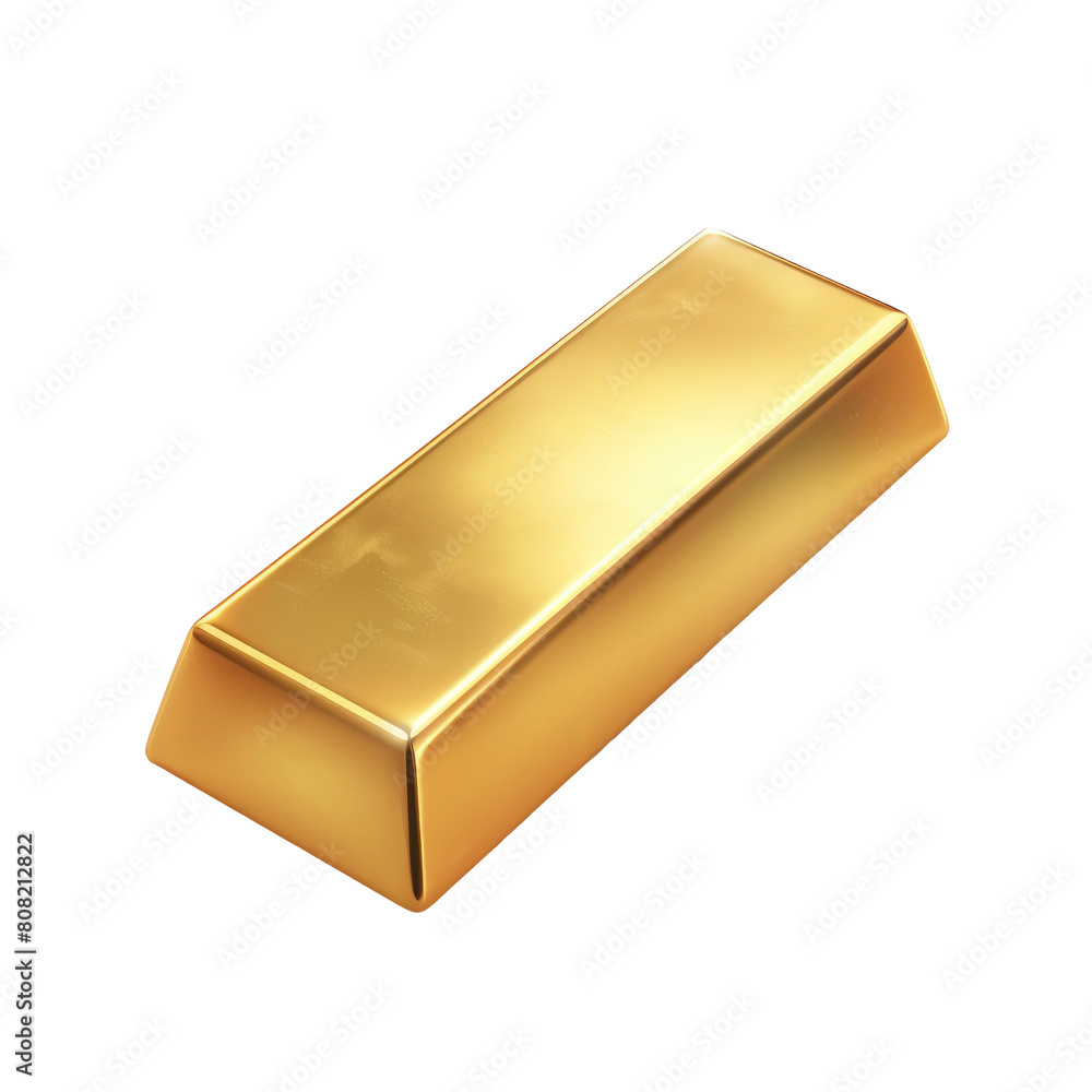 Gold bar icon 3D render isolated on white, transparent background PNG Gold bar icon 3D render isolated on white, transparent background PNG