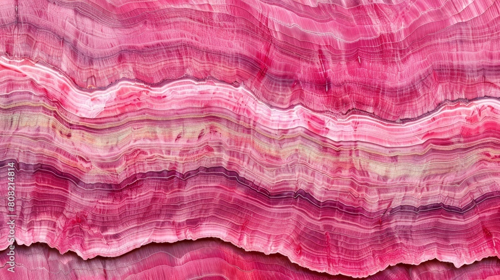   A work of art featuring a wavy design, resembling pink and white marble