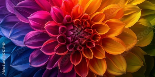 Rainbow Colored Flower on Black Background